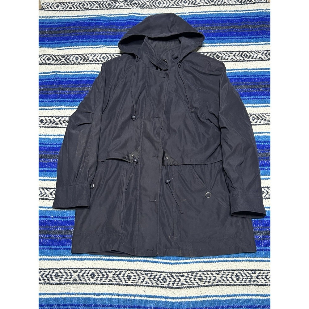 Forecaster of Boston Hooded Rain Jacket Mens Large Navy Made in Egypt Coat